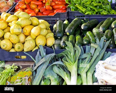 Fruit And Vegetables On A Market Stall In Spain Stock Photo Alamy