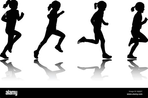 Vector Kids Running Silhouette : Kid running silhouettes stock vector ...