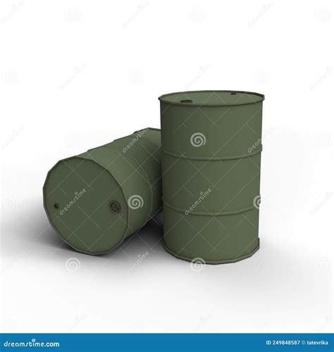 Steel Drum Barrel Painted Green Color. 3D Illustration Stock Illustration - Illustration of ...