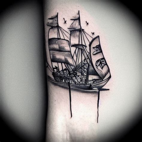 KREA AI Realism Tattoo Design Sketch Of A Pirate Ship By