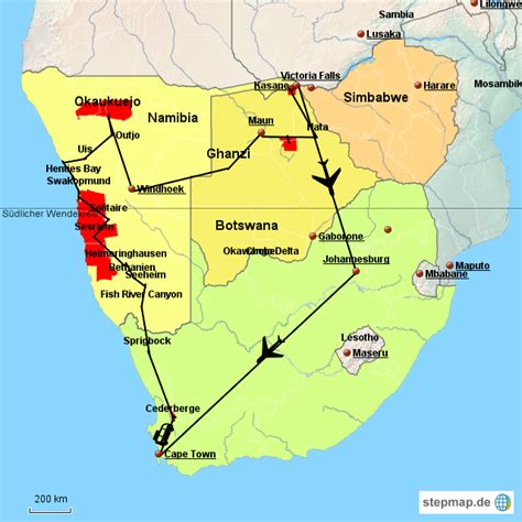 Stepmap Reiseroute Afrika Landkarte F R S Dafrika