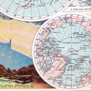 Vintage Map Of The Polar Regions Published 1935 Etsy Canada