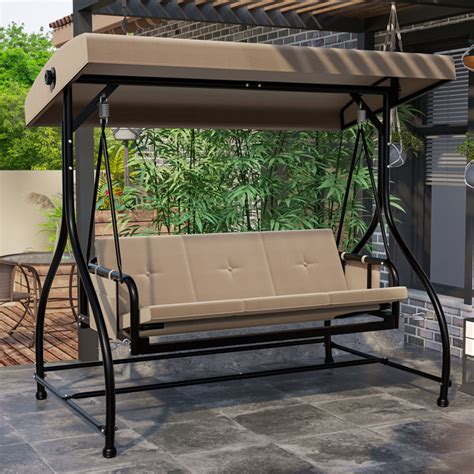 Freeport Park Hartness 3 Person Metal Porch Swing With Canopy