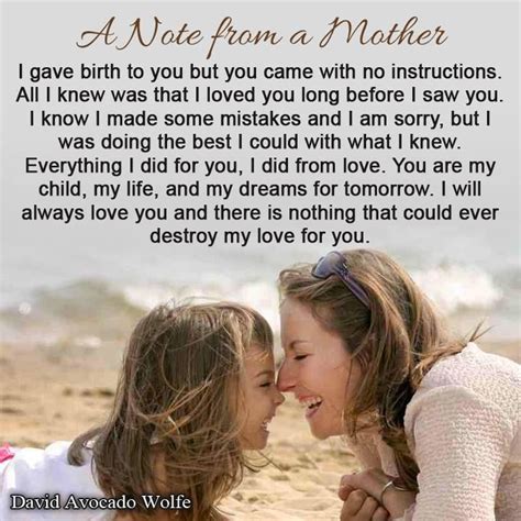 Beautiful Note From A Mother Unconditional Love Mother Quotes Daughter Quotes I Love My