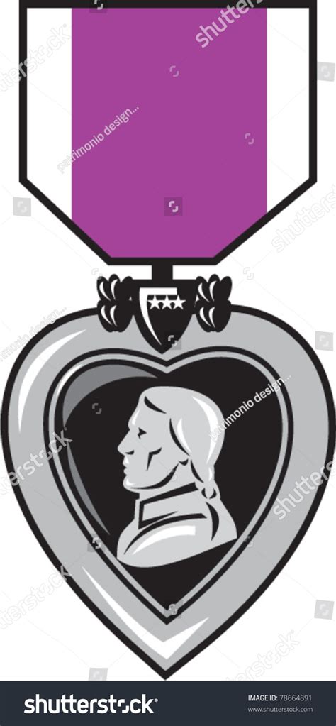 Illustration Of A Military Medal Of Bravery Honor And Valor Purple