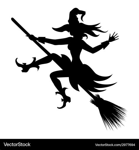 Flying witch silhouette Royalty Free Vector Image