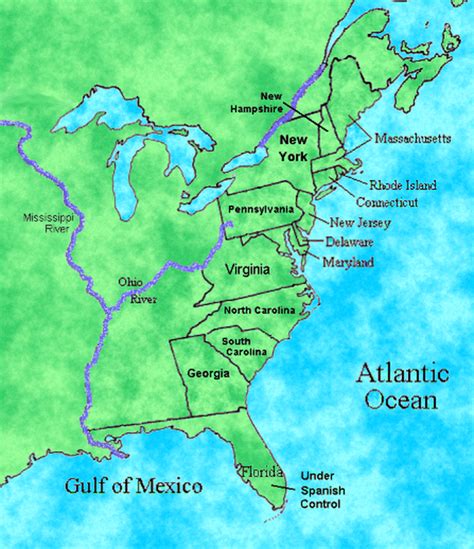 United States Map - Colonial America