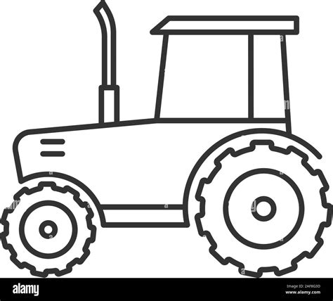 Tractor Linear Icon Agricultural Implement Thin Line Illustration