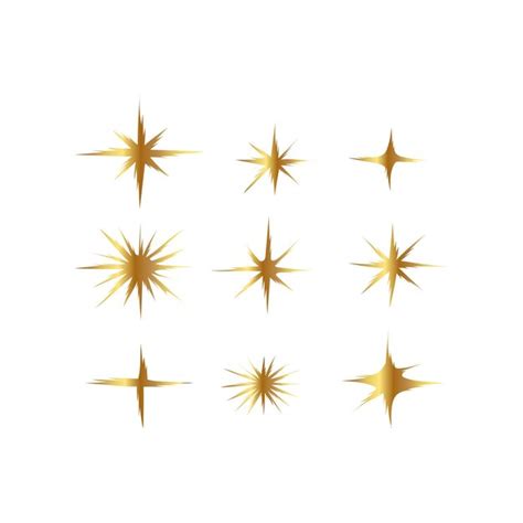 Icono conjunto ilustración vectorial de estrella brillante dorada