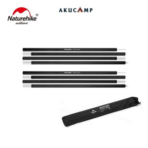 Naturehike 2m 8 Section Thicken Aluminum Alloy Black Poles Tarp Poles