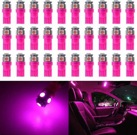 Amazon GLOFE 30 Pack Super Bright 194 LED Bulb Pink Purple T10