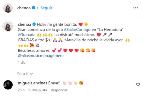 Nuevo mensaje de Miguel Encinas a Chenoa que deja ver cómo está su relación