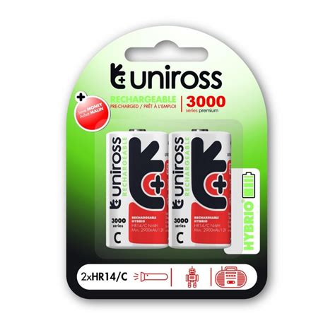 Stock Bureau Uniross Pack De Piles Rechargeable C Hr Nimh