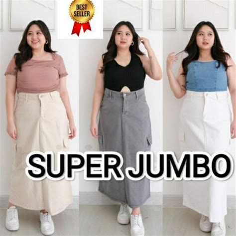 Jual Alwafi Id Rok Cargo Wanita Super Jumbo Twill Premium Belah Depan