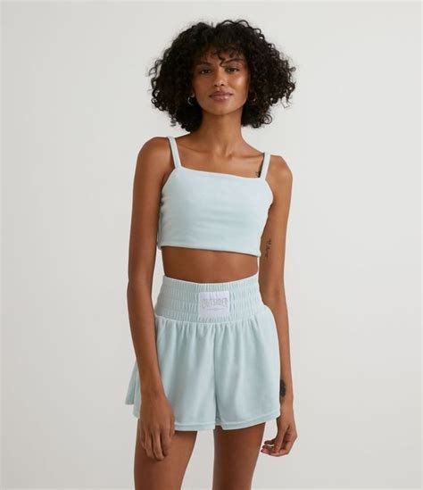 Blusa Regata Cropped Decote Reto e Alça Fina Azul