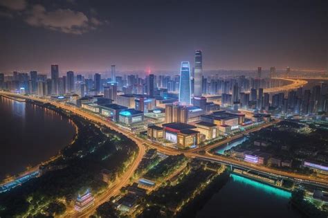 Premium Photo | Aerial photography of wuxi city skyline at night