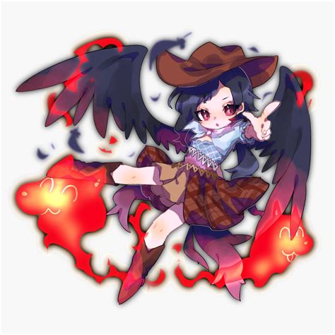 Safebooru 1girl Ayahi 4 Bangs Black Hair Black Wings Blue Shirt Boots Brown Footwear Brown