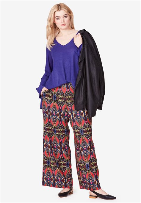 Wide Leg Soft Pants By Ellos® Plus Size Pants Roamans Wide Leg