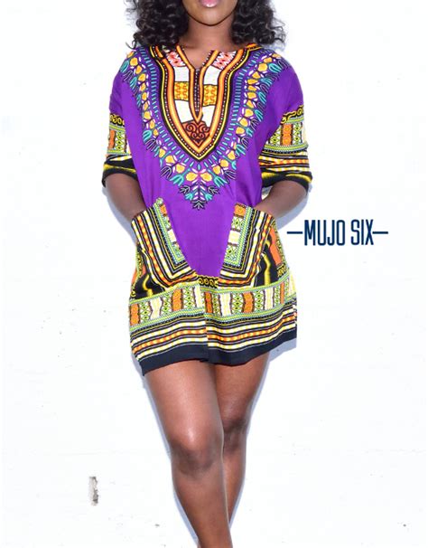 Purple Custom Dashiki Dress Mujosix