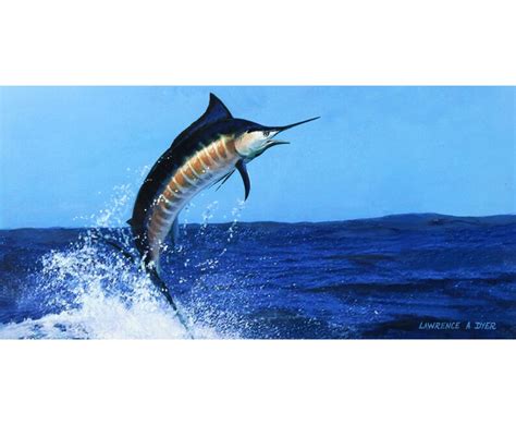 Blue Marlin Giclee Art Print Canvas From Original Painting By Etsy