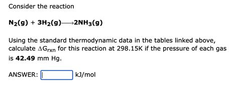 Solved Consider The Reaction N2g3h2g 2nh3g Using The