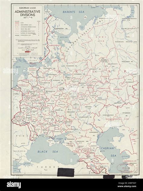 European U.S.S.R. administrative divisions - July 1, 1946 Map - Shows ...