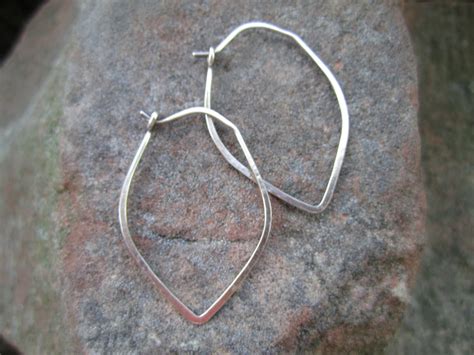 Casual Brushed Sterling Silver Lotus Petal Hoop Earrings Etsy