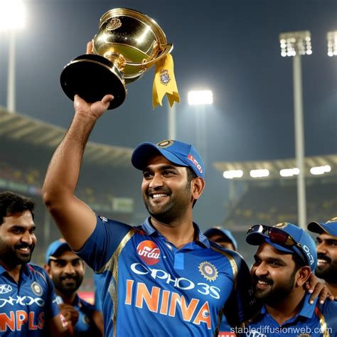 Dhoni And Sharma Lift IPL Trophy Stable Diffusion Online