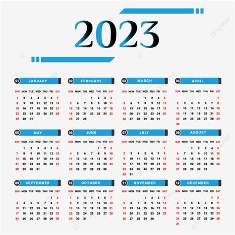 Calendario 2023 Negro Y Azul Cielo Con Diseño único PNG Calendario