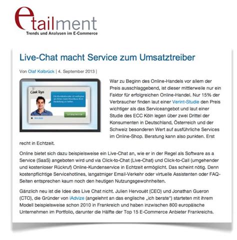 Etailment De Thema Tools Live Chat Macht Service Zum