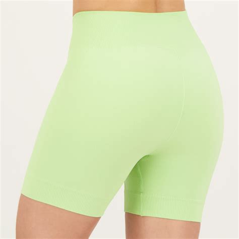 Shorts Selene Canelado Sem Costura Feminino Verde Claro Futfanatics