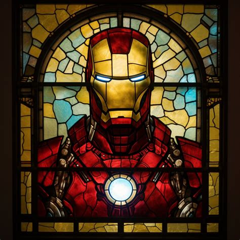 Iron Man Stained Glass Digital Print Etsy