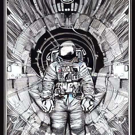 Astronaut Ink Drawing