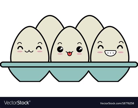 Eggs Carton Kawaii Character Royalty Free Vector Image