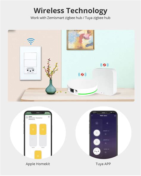 Zemismart Tuya Zigbee Brazil Socket Smart Light Switch Support Alexa