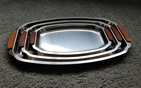 Vintage Stainless Steel Set Of Danish Serving Plates Etsy