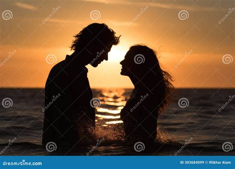 silhouette   loving couple   sea  sunset silhouette