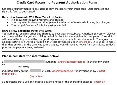 Free Credit Card Authorization Form Templates Word Excel TMP