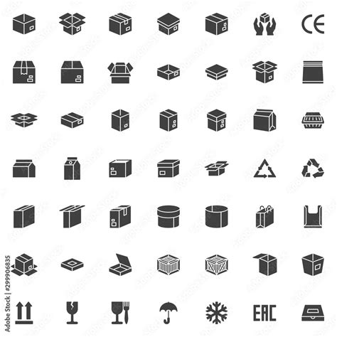 Packaging Box Vector Icons Set Modern Solid Symbol Collection Filled