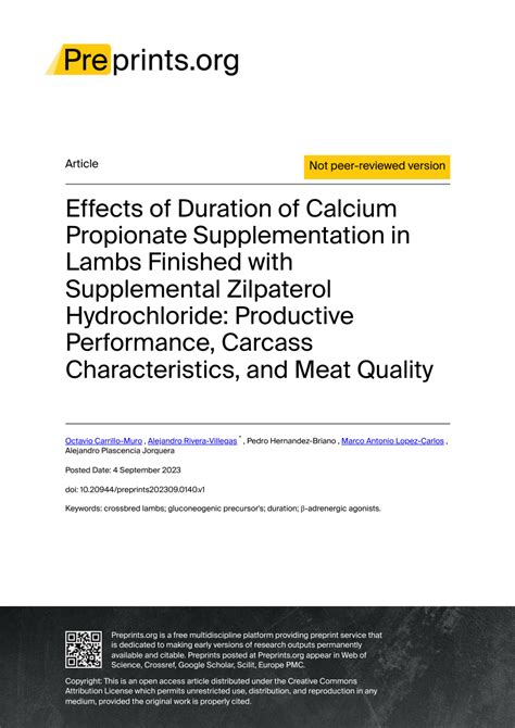 Pdf Effects Of Duration Of Calcium Propionate Supplementation In