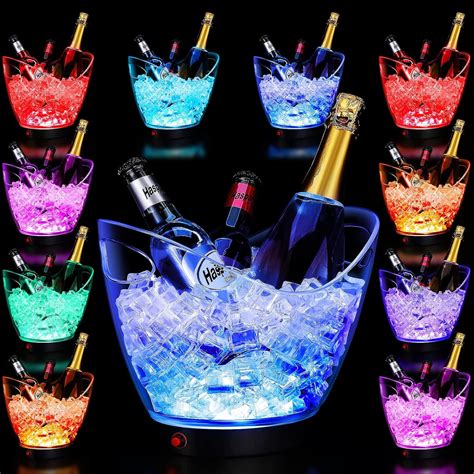 Pieces Led Ice Buckets L Clear Plastic Beer Buckets Led Light Beer