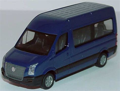 VW Crafter Bus Hochdach Stahlblau Werbemodell Herpa 2E0099301L5M In Der