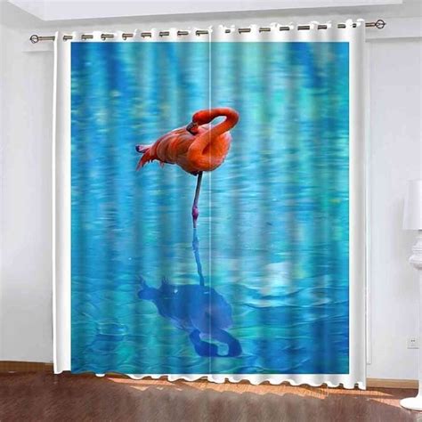 Rideaux Flamant Rose Dans L Eau Bleue Isolant Thermique Insonorisation