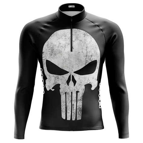 Camisa Ciclismo Masculina Manga Longa Justiceiro Bolsos UV 50