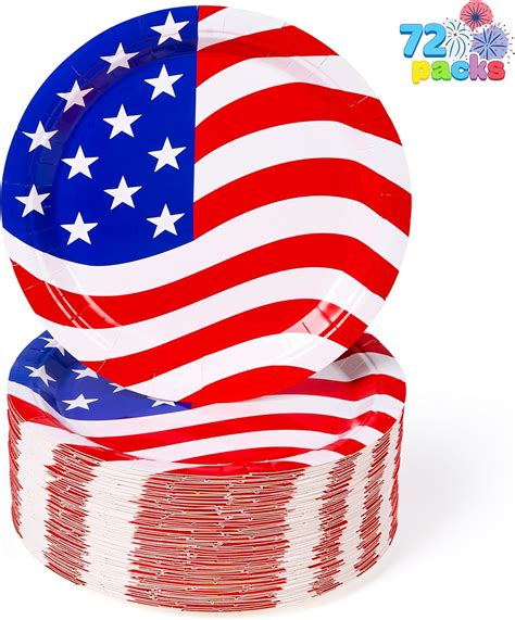 Amazon JOYIN 72 Pcs July 4th Patriotic Plates 9 American Flag