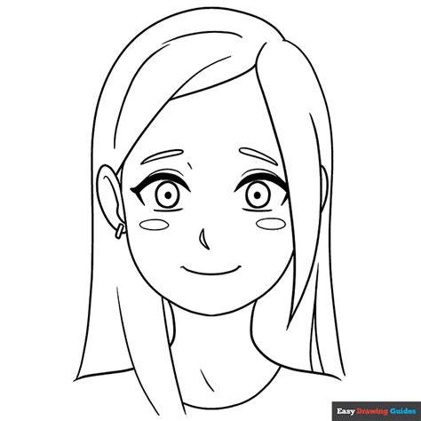 Cute Anime Girls Head and Face Coloring Page | Easy Drawing Guides