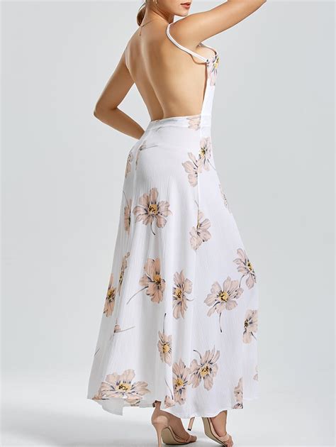 55 Off Backless Floral Maxi Long Slip Flowy Dress Rosegal