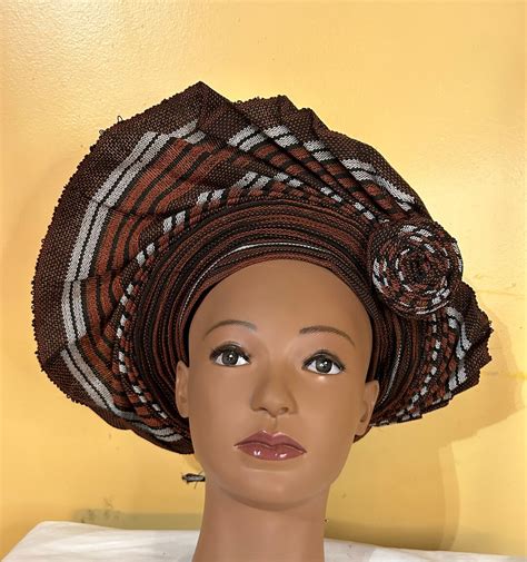 Aso Oke Nigeria Auto Gele Ready To Wear Gele African Hat Traditional