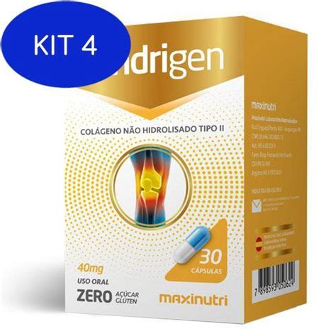 Kit 4 Condrigen 40mg Colágeno Tipo ii 30 Cápsulas Maxinutri Submarino