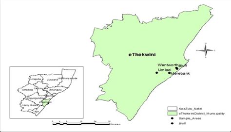 Map showing the study area in eThekwini Municipality in KwaZulu-Natal ...